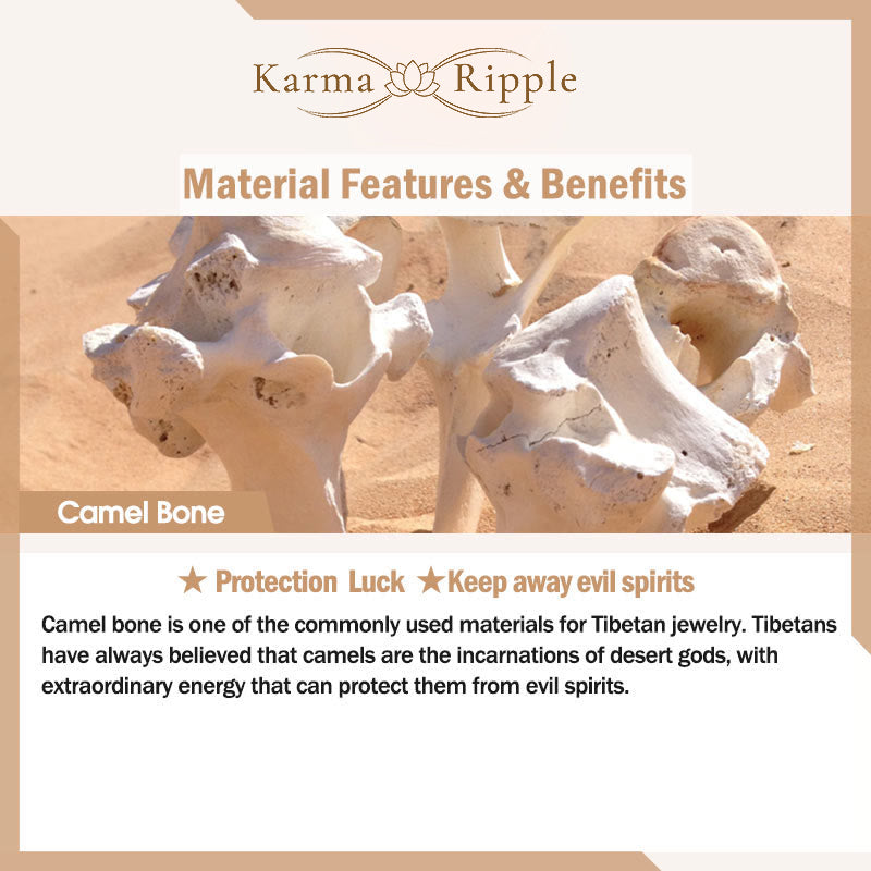 KarmaRipple's Camel Bone Om Mani Padme Hum Carving Protection Ring p5