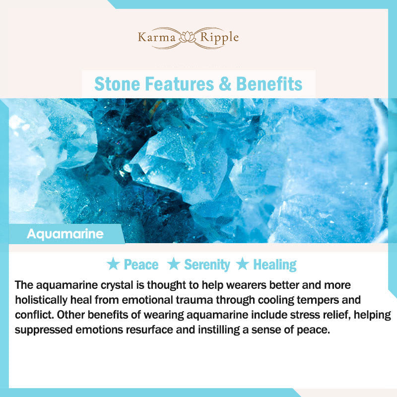 KarmaRipple's Authentic Aquamarine Gemstone Zircon Flower Peace Balancing Bracelet p7