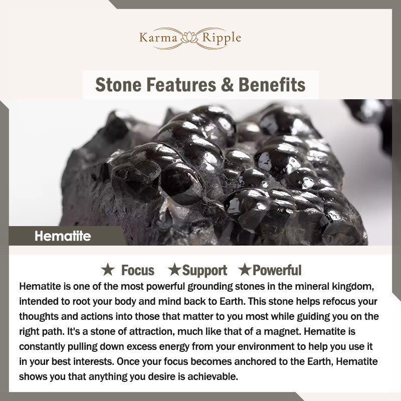 KarmaRipple's Authentic Black Obsidian Hematite Blue Sandstone Strength Bracelet p7