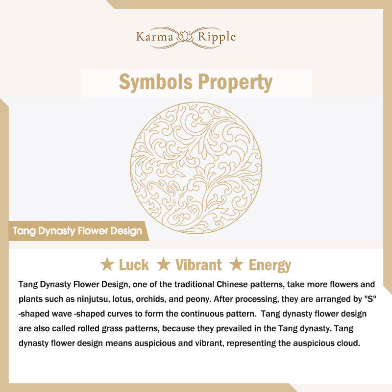 KarmaRipple's Vintage Tang Dynasty Flower Design Engraved Fortune Energy Bracelet p7