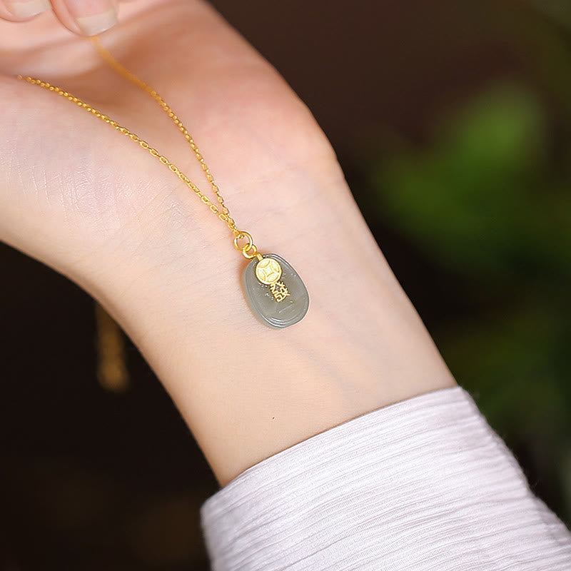 KarmaRipple's 925 Sterling Silver Authentic Hetian Jade Cyan Jade Fortune Laughing Buddha Butterfly Pendant Necklace p65