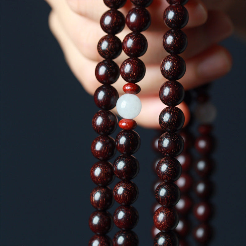 KarmaRipple's Tibetan Small Leaf Red Sandalwood Lotus Mala Balance Bracelet p8