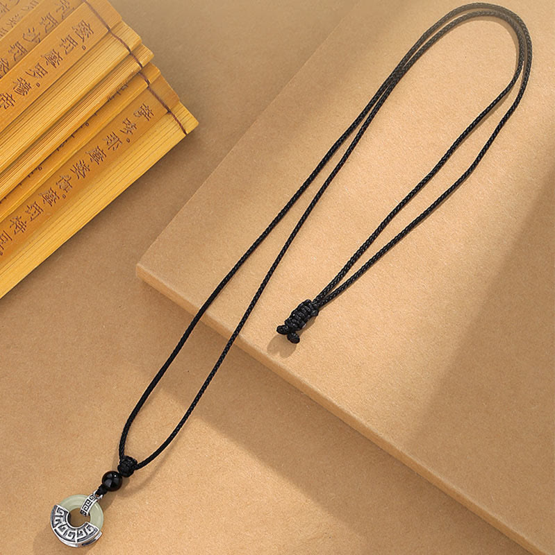 KarmaRipple's 925 Sterling Silver Authentic Hetian Jade Peace Buckle Prosperity Pendant Necklace p5