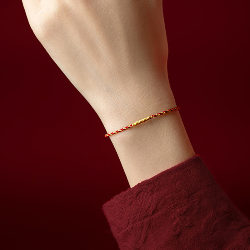 KarmaRipple's 14K Gold Plated Handmade Red Gold Rope King Kong Weave Woven Fortune Bracelet p5