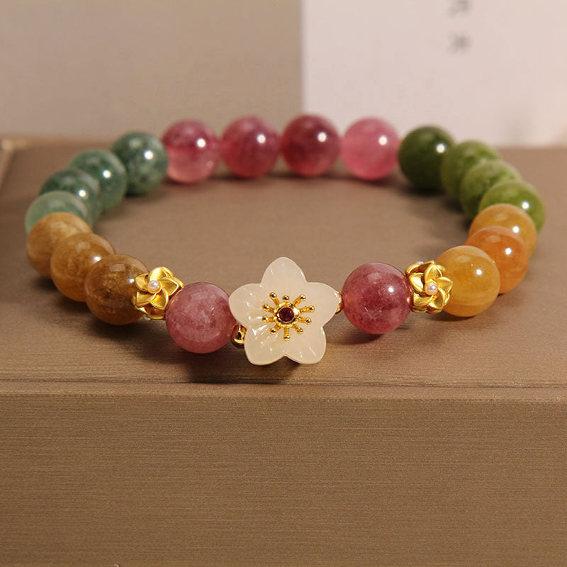 KarmaRipple's Colorful Tourmaline Jade Flowers Love Bracelet p1