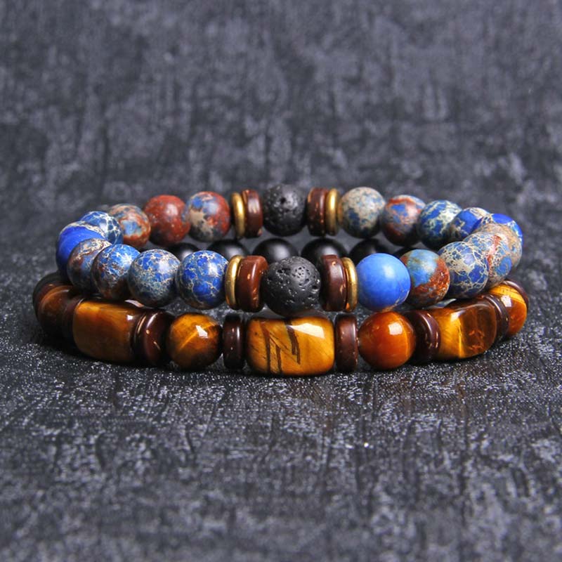KarmaRipple's 2PCS Balancing Gemstone Emperor Stone Tiger Eye Bead Bracelet p9
