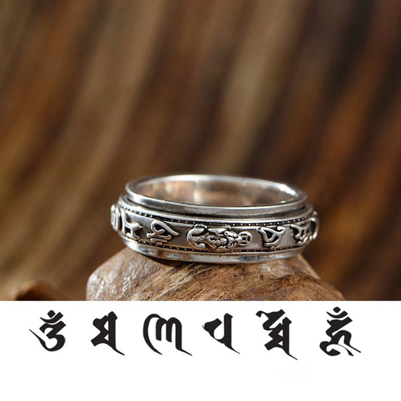 KarmaRipple's Tibetan Om Mani Padme Hum PiXiu Engraved Wealth Fortune Rotatable Ring p4