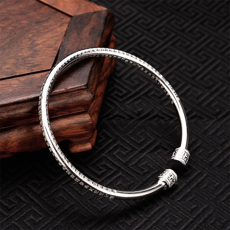 KarmaRipple's Heart Sutra Engraved Swastika Pattern Fortune Ivory Bronze Bracelet Bangle p3