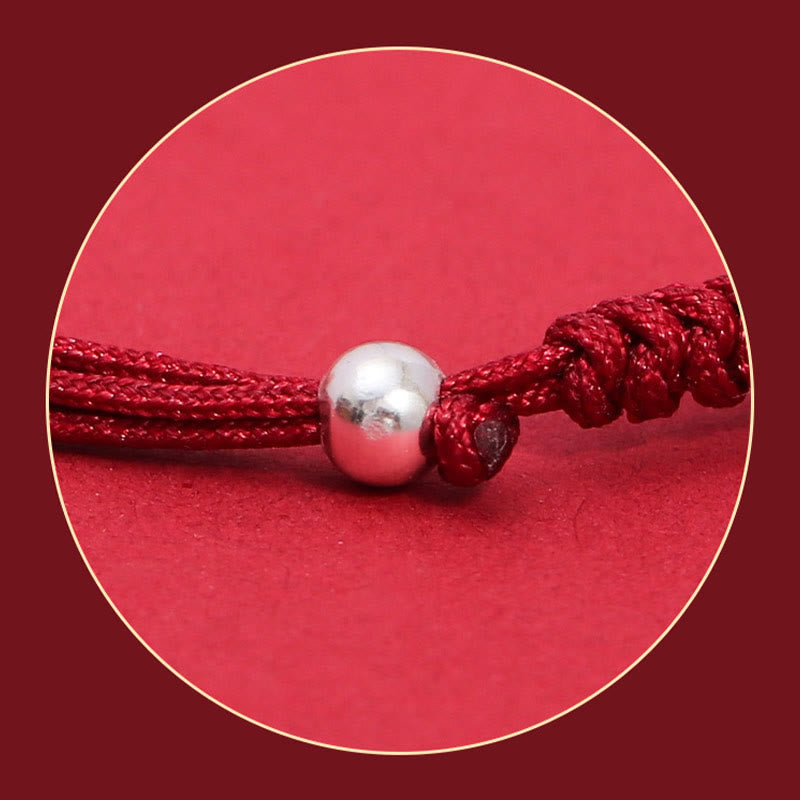 KarmaRipple's 999 Sterling Silver PiXiu Strawberry Quartz Bead Wealth Fortune Woven Bracelet p8