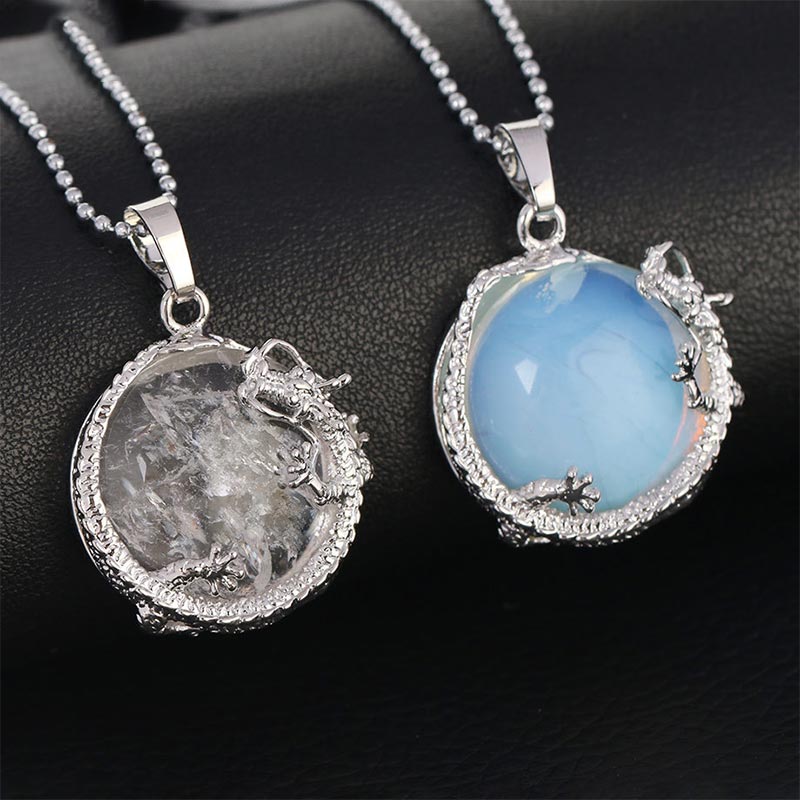 KarmaRipple's Chinese Dragon Authentic Quartz Gemstone Balancing Energy Pendant Necklace p18