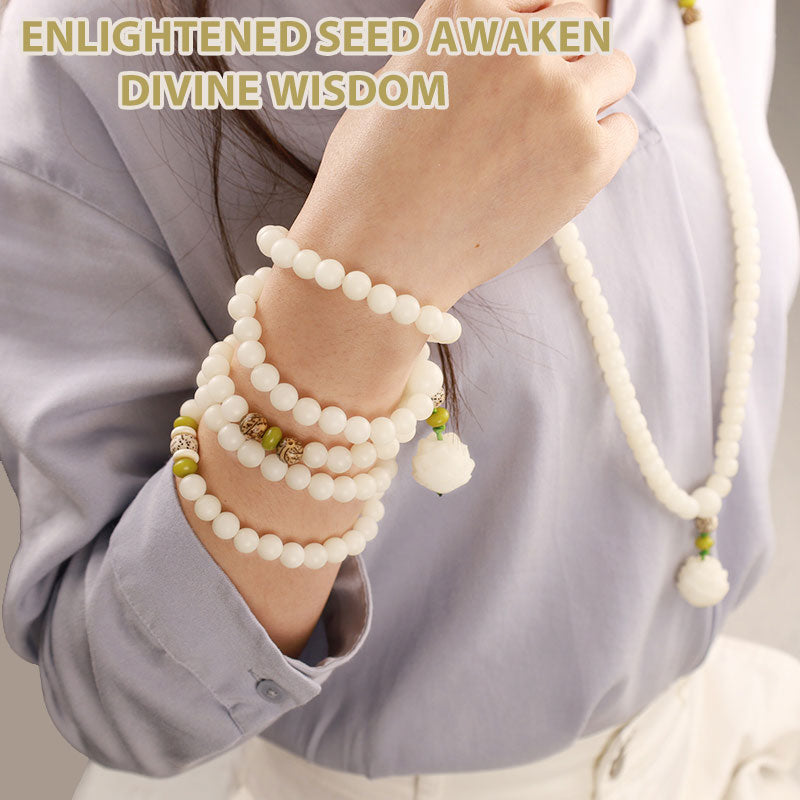 KarmaRipple's Ivory Jade Bodhi Lotus Mala Balance Pendant Bracelet p15