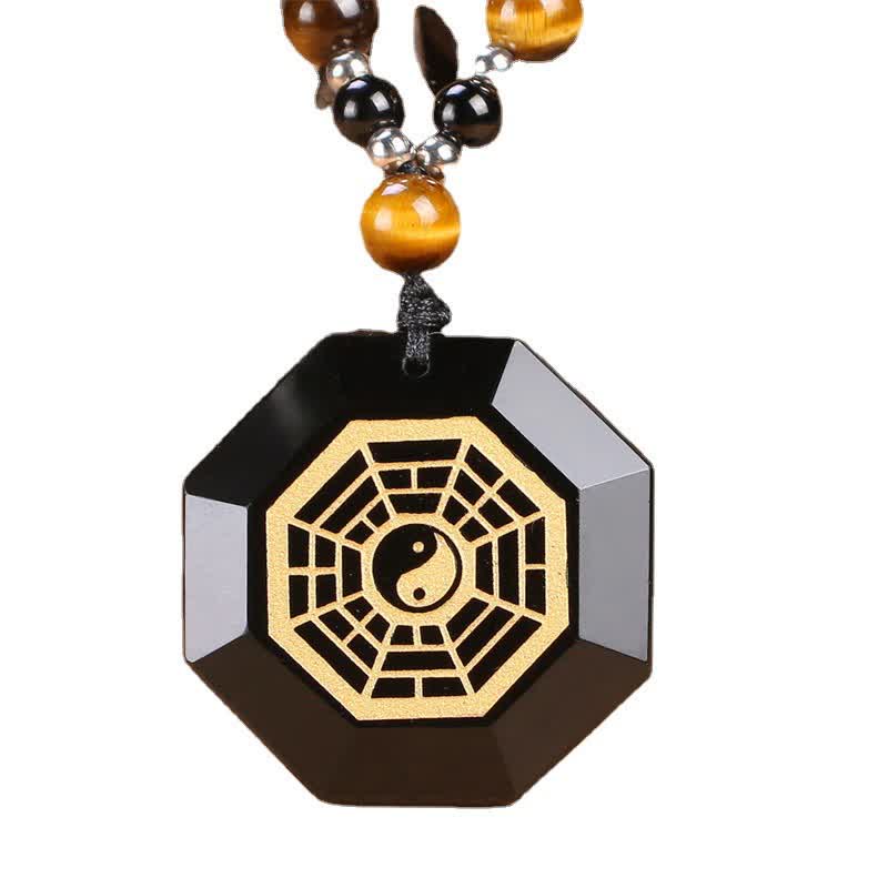 KarmaRipple's Bagua Yin Yang Black Obsidian Purification Beaded Pendant Necklace p8
