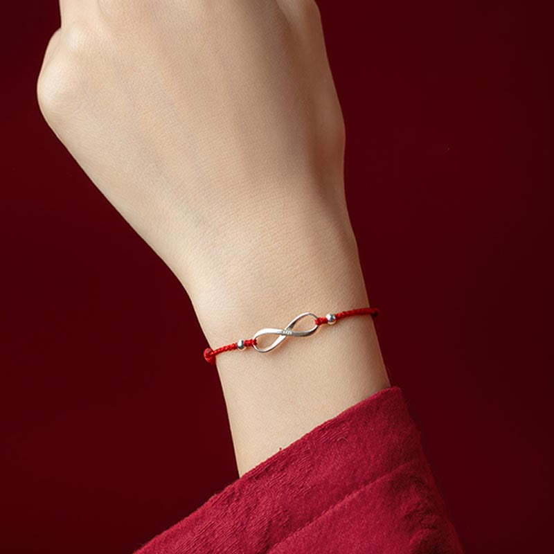 KarmaRipple's 925 Sterling Silver Endless Weave Protection Fortune Red String Bracelet Anklet p8