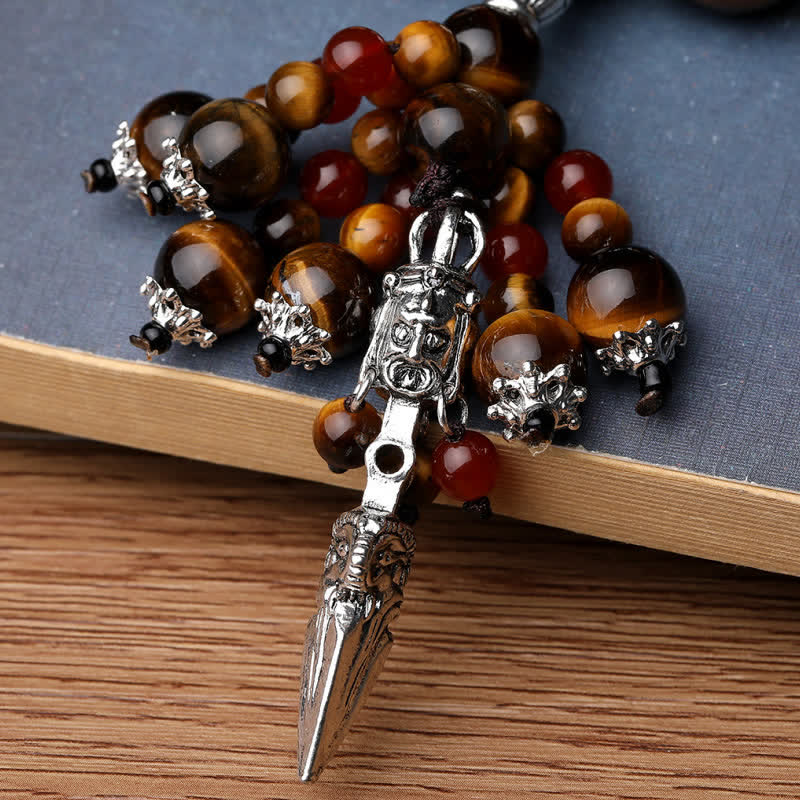 KarmaRipple's Authentic Tiger Eye Red Agate Dragon Vein Agate Stone Vajra Dorje Power Balancing Bracelet Car Decoration p5