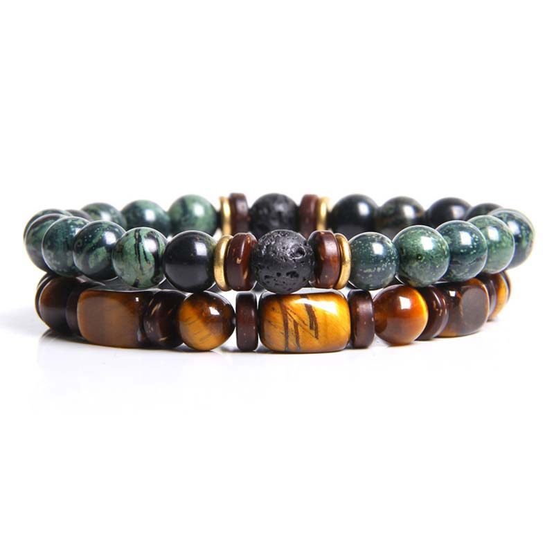 KarmaRipple's 2PCS Balancing Gemstone Emperor Stone Tiger Eye Bead Bracelet p31