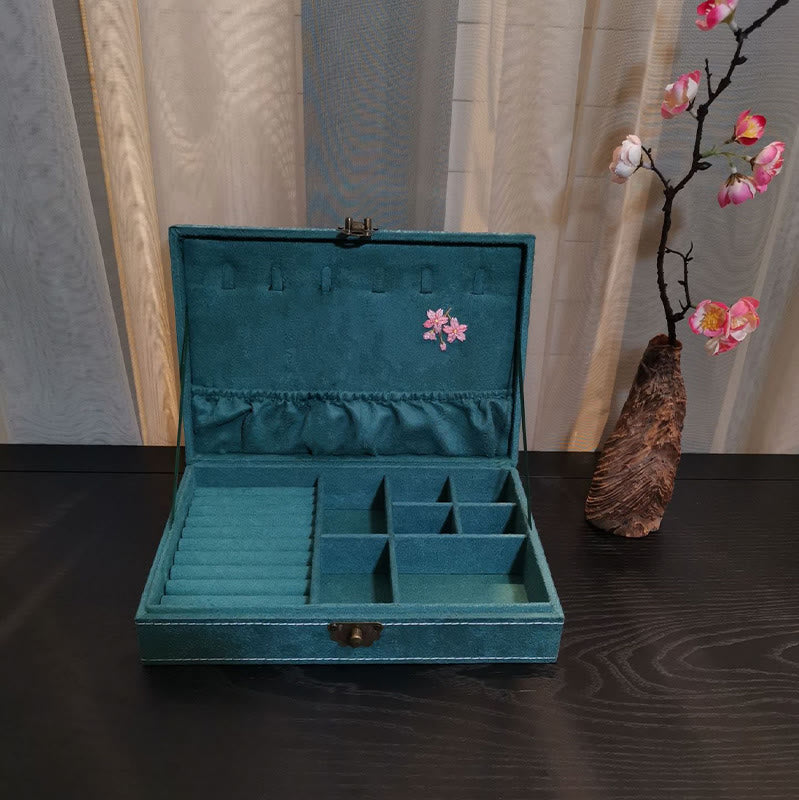 KarmaRipple's Flowers Dragonfly Jewelry Box Organizer Single Layer Jewelry Storage Box Flannel Box p9