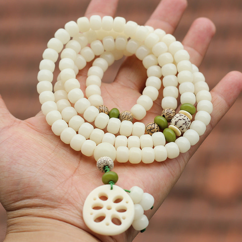 KarmaRipple's Ivory Bodhi Seed Mala 108 Beadwork Fortune Bracelet p3