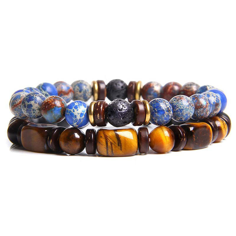 KarmaRipple's 2PCS Balancing Gemstone Emperor Stone Tiger Eye Bead Bracelet p1