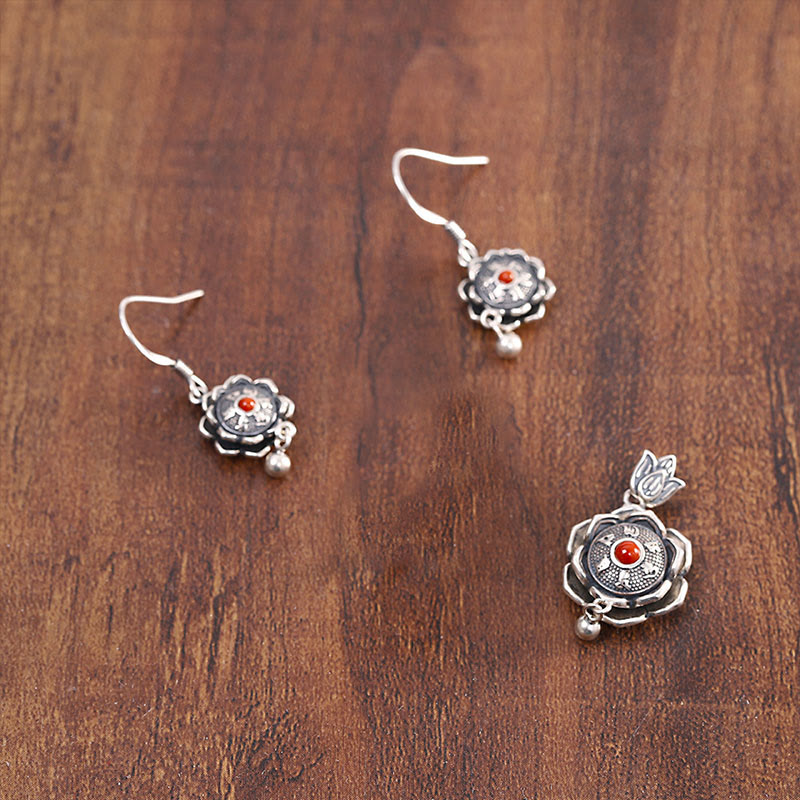 KarmaRipple's 925 Sterling Silver Om Mani Padme Hum Lotus Peace Pendant Necklace Earrings p10