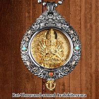 KarmaRipple's Chinese Zodiac Natal Buddha Thangka Nine Palaces Eight Diagrams Wealth Rotatable Pendant Necklace