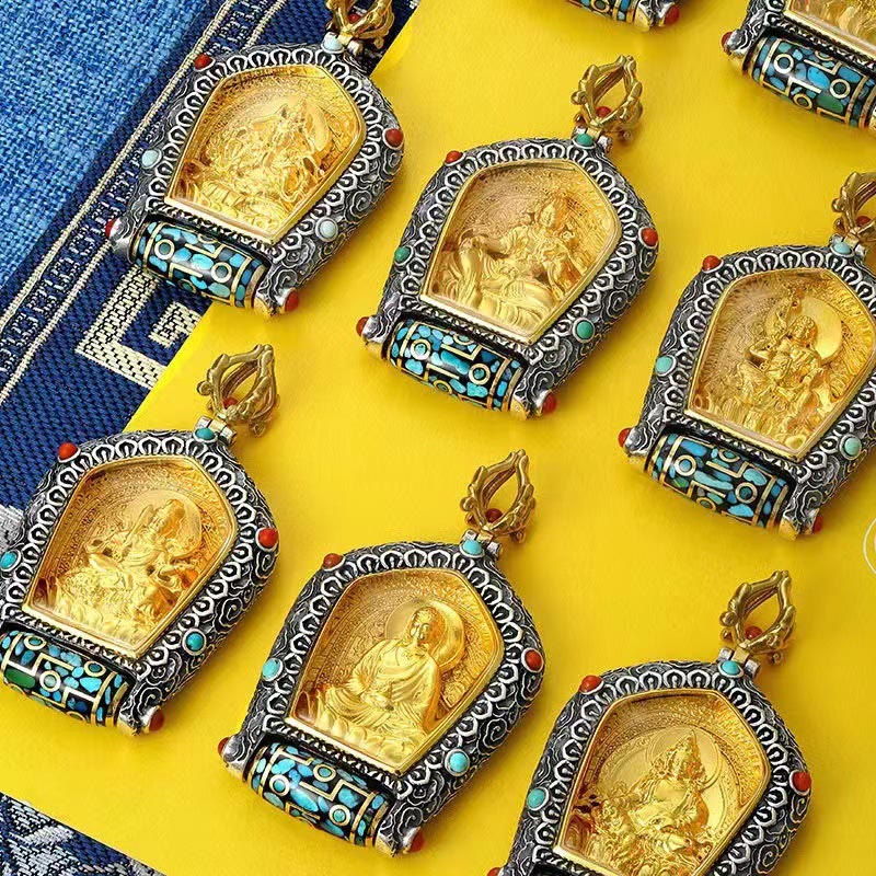 KarmaRipple's Tibet Chinese Zodiac Natal Buddha Thangka Prosperity Rotatable Dzi Bead Pendant Necklace p11