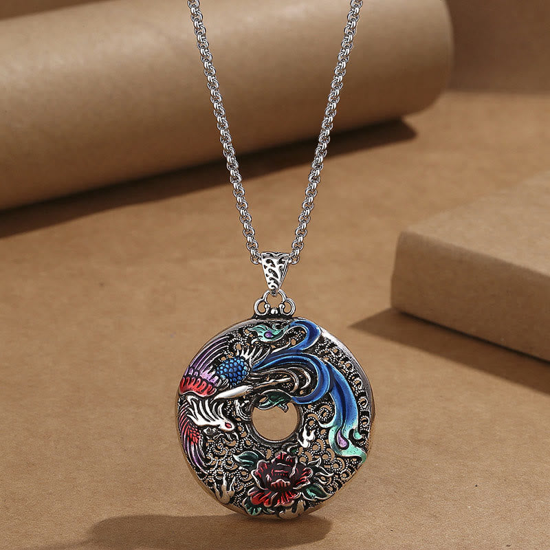 KarmaRipple's Phoenix Peony Flower Fortune Protection Pendant Necklace p2