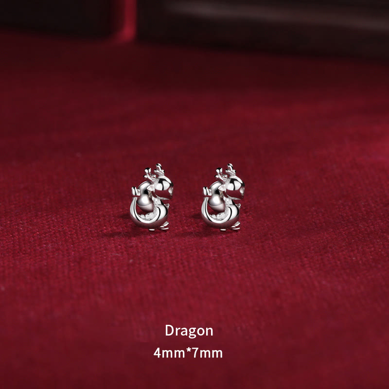 KarmaRipple's 925 Sterling Silver Year Of The Dragon Design Fortune Protection Stud Earrings p4