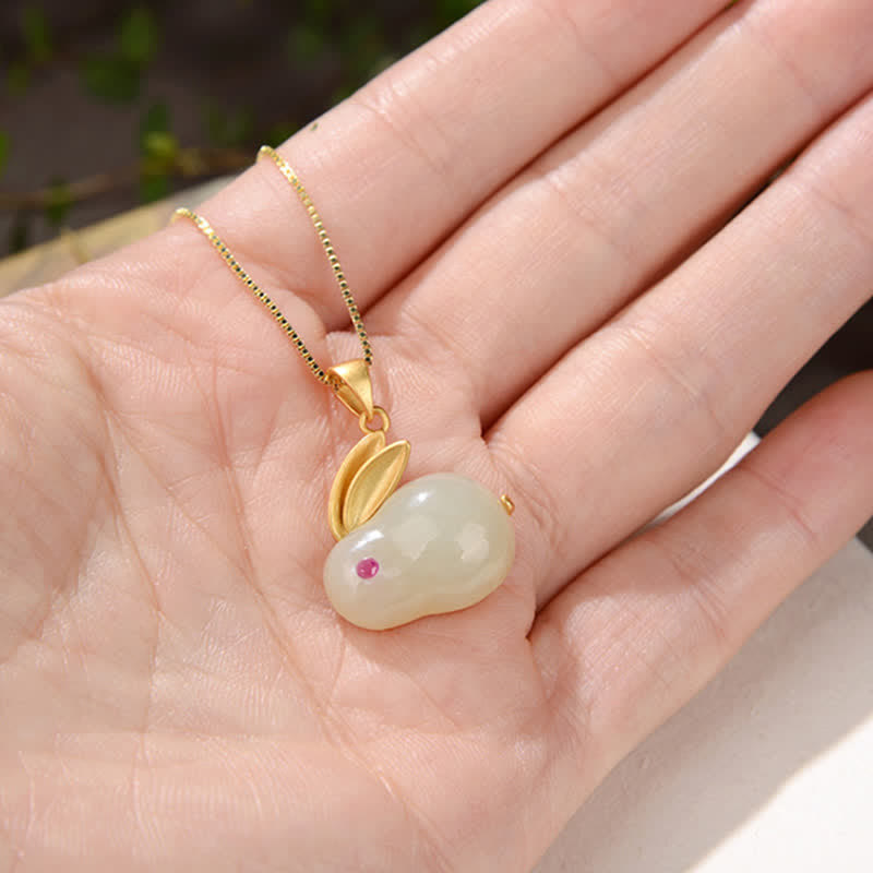 KarmaRipple's 925 Sterling Silver Year of the Rabbit Hetian Jade Fortune Ring Earrings Pendant Necklace p10