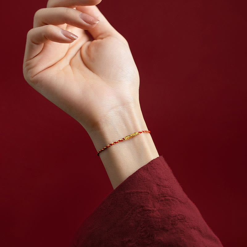 KarmaRipple's 14K Gold Plated Handmade Red Gold Rope King Kong Weave Woven Fortune Bracelet p6