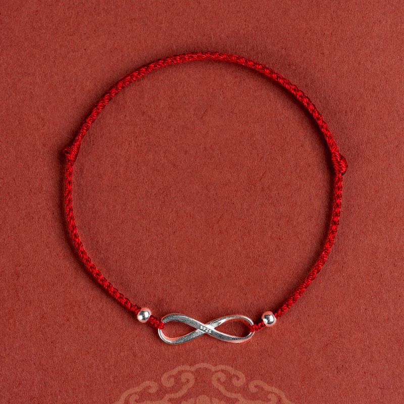 KarmaRipple's 925 Sterling Silver Endless Weave Protection Fortune Red String Bracelet Anklet p18