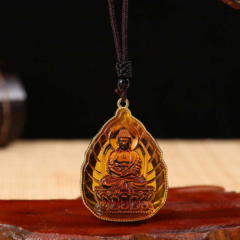 KarmaRipple's Tibetan Buddha Liuli Gemstone Serenity Pendant Necklace p13
