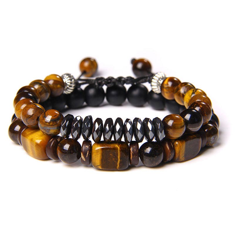 KarmaRipple's Tiger Eye Frosted Stone Hematite Courage Bracelet p4