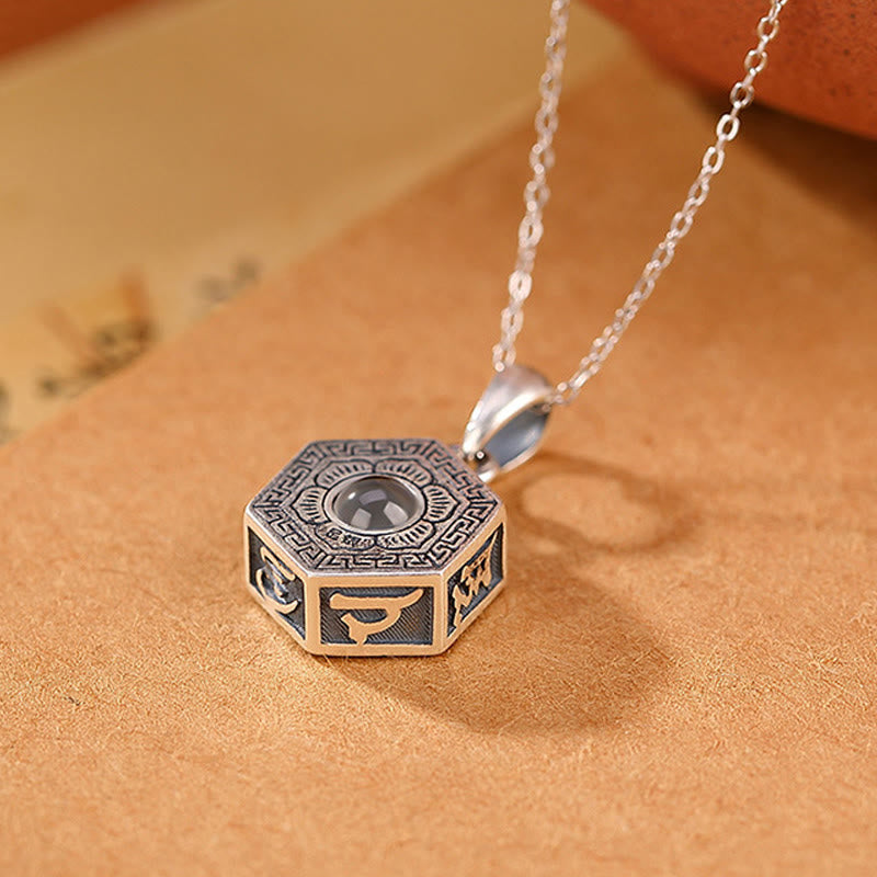 KarmaRipple's 990 Sterling Silver Tibetan Om Mani Padme Hum Lotus Love Projection Pendant Necklace p4