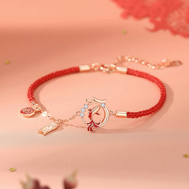 KarmaRipple's 925 Sterling Silver Year Of The Dragon Koi Fish Fu Character Fortune Pendant Necklace Bracelet p2