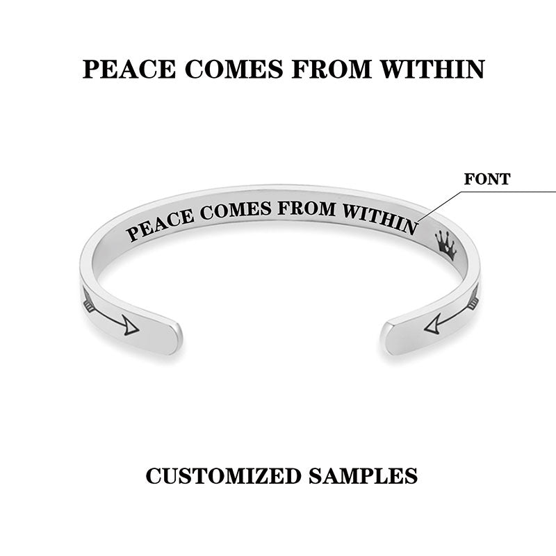 KarmaRipple's Inspirational Bracelets Personalized Gift for Her Him Engraved Mantra Cuff Bangle Crown Jewelry p8