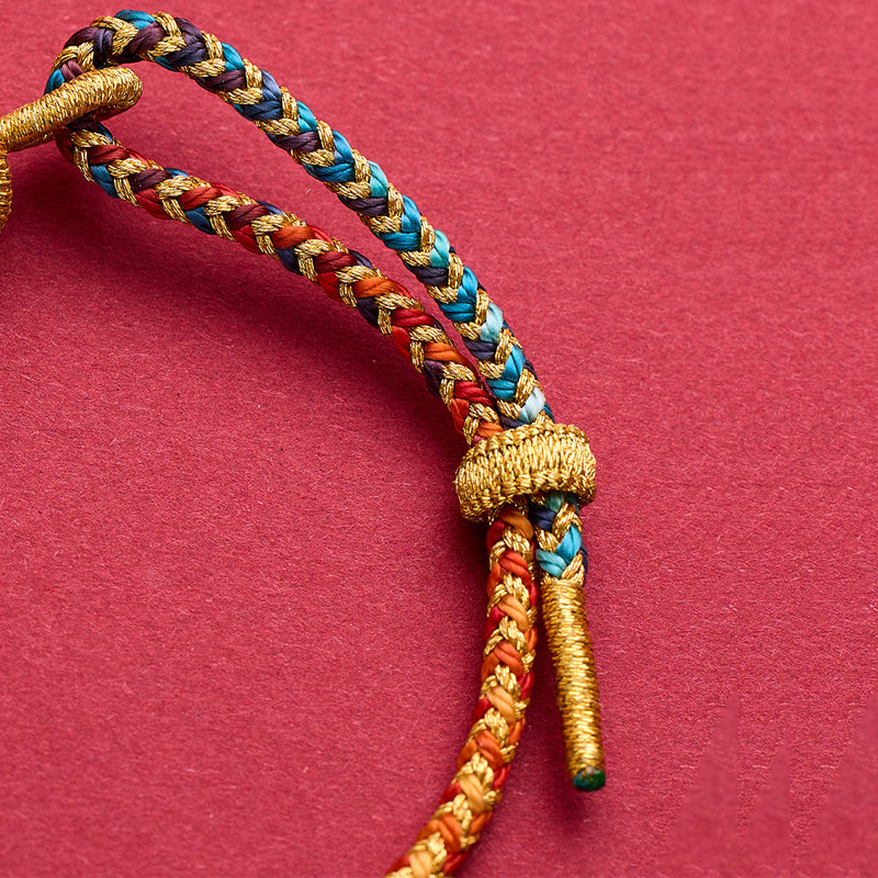 KarmaRipple's Year of the Dragon Koi Fish Mahjong Dice Peach Blossoms Bronze Coin Fortune Woven Bracelet p10