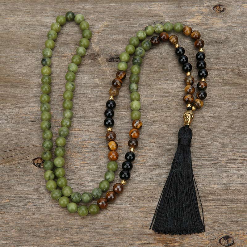 KarmaRipple's Tibetan Green Jasper Protection Mala Bracelet p9