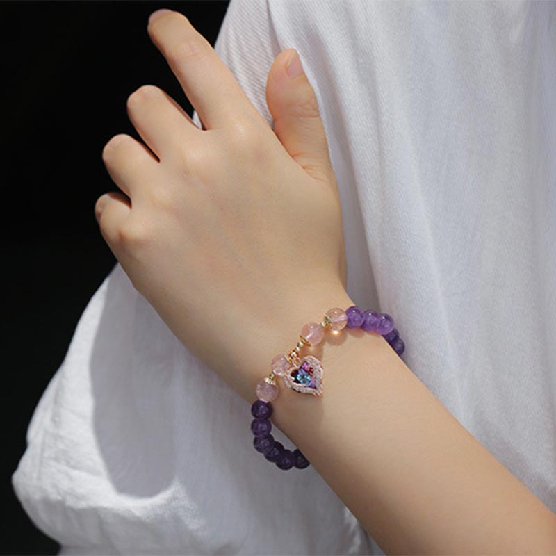 KarmaRipple's Authentic Amethyst Strawberry Quartz Gemstone Fortune Bracelet p4