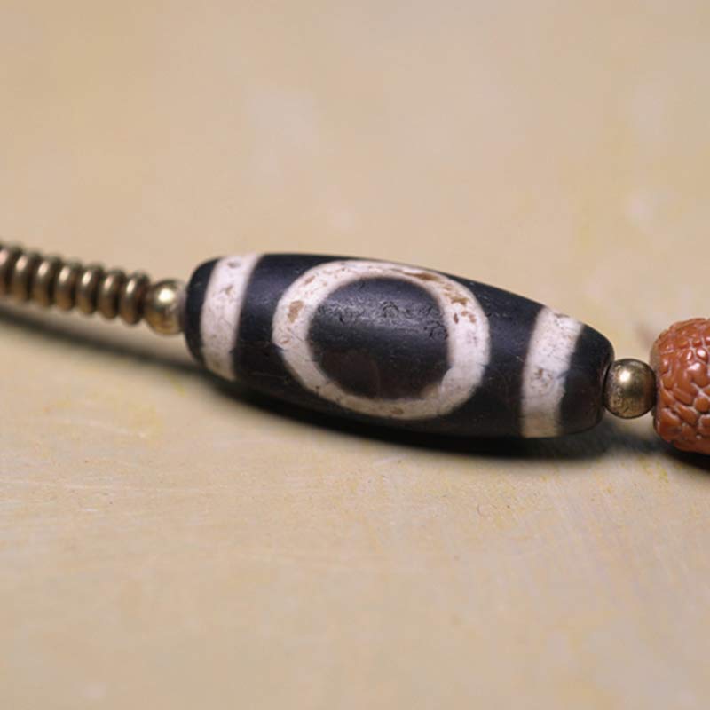 KarmaRipple's 108 Mala Rudraksha Beadwork Bodhi Seed Dzi Bead Fortune Auspiciousness Tassel Bracelet p4