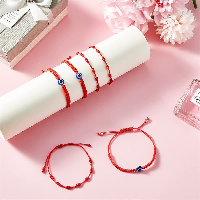 KarmaRipple's 4Pcs Evil Eye Seven Weave Red String Protection Bracelet p2