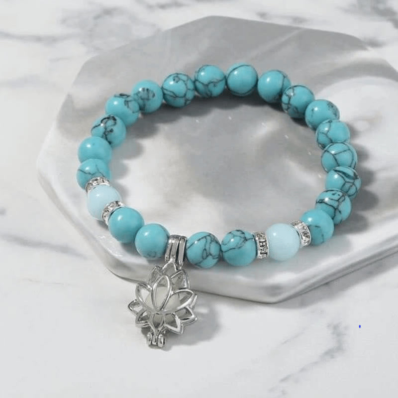 KarmaRipple's Tibetan Turquoise Glowstone Luminous Bead Lotus Protection Bracelet p22