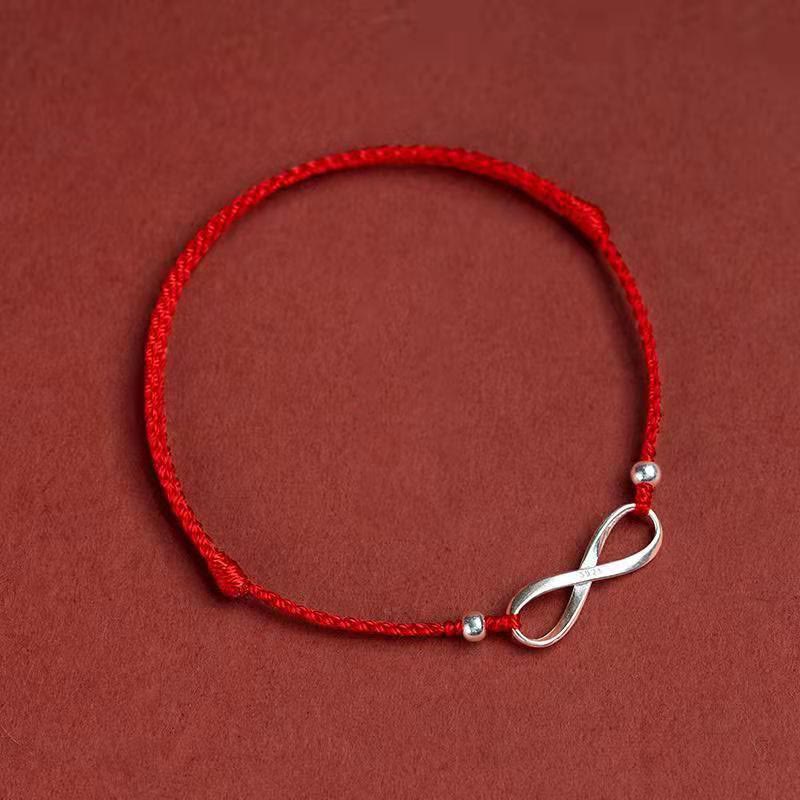 KarmaRipple's 925 Sterling Silver Endless Weave Protection Fortune Red String Bracelet Anklet p6