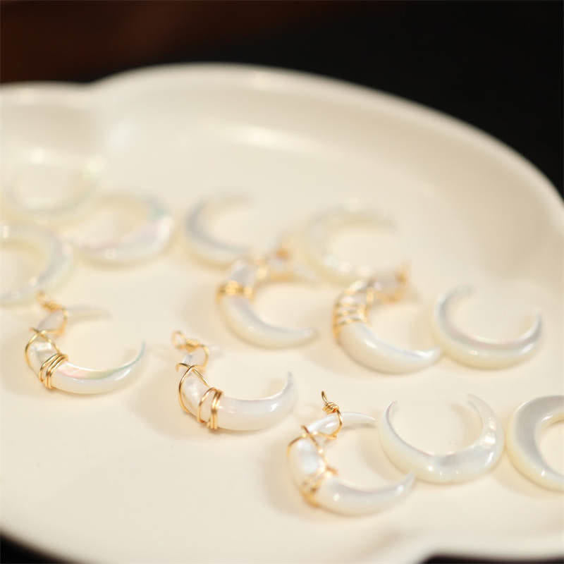 KarmaRipple's Authentic Tridacna Stone Crescent Moon Blessing Pendant Necklace p11