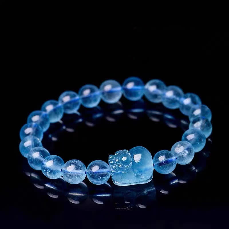 KarmaRipple's Authentic Aquamarine Pixiu Serenity Balancing Bracelet p10