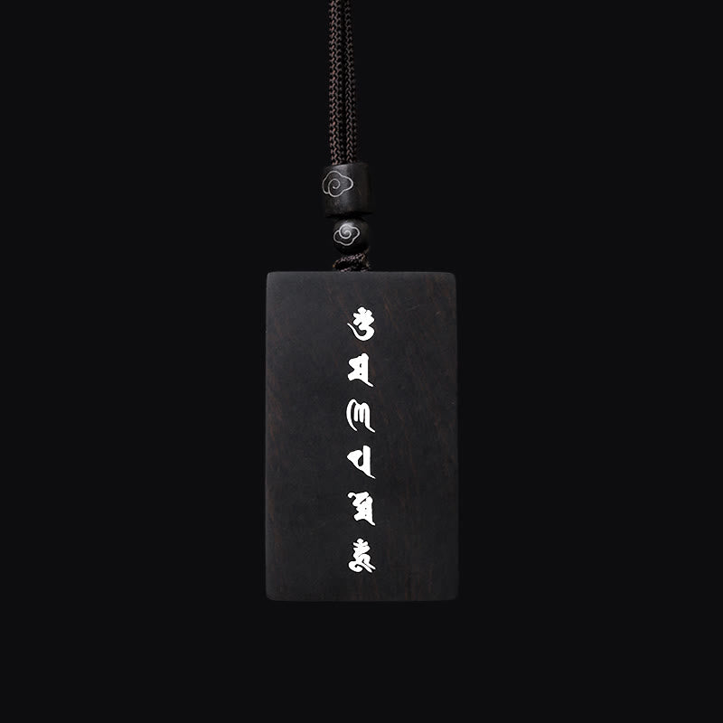 KarmaRipple's 999 Sterling Silver Small Leaf Red Sandalwood Ebony Wood Om Mani Padme Hum Inlaid Protection Pendant Necklace p12