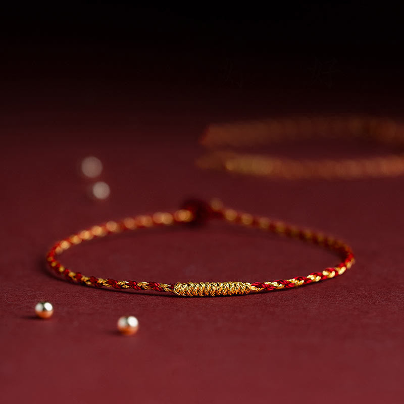 KarmaRipple's 14K Gold Plated Handmade Red Gold Rope King Kong Weave Woven Fortune Bracelet p4