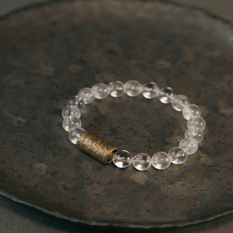 KarmaRipple's Ivory Gemstone Red Hematoid Quartz Gold Rutilated Quartz Purple Phantom Protection Bracelet p35