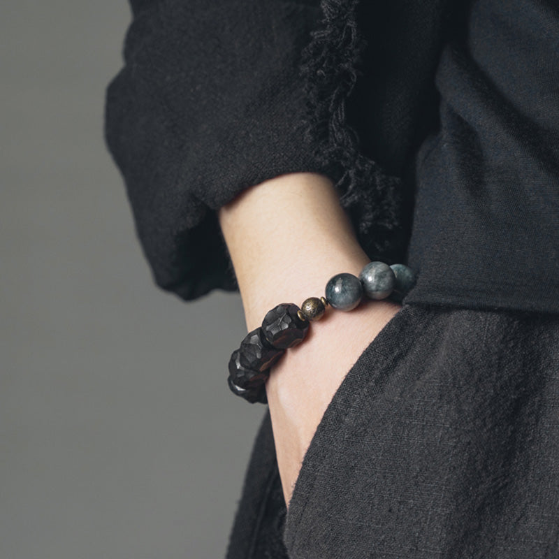 KarmaRipple's Eagle's Eye Stone Ebony Wood Bronze Confidence Pair Bracelet p4