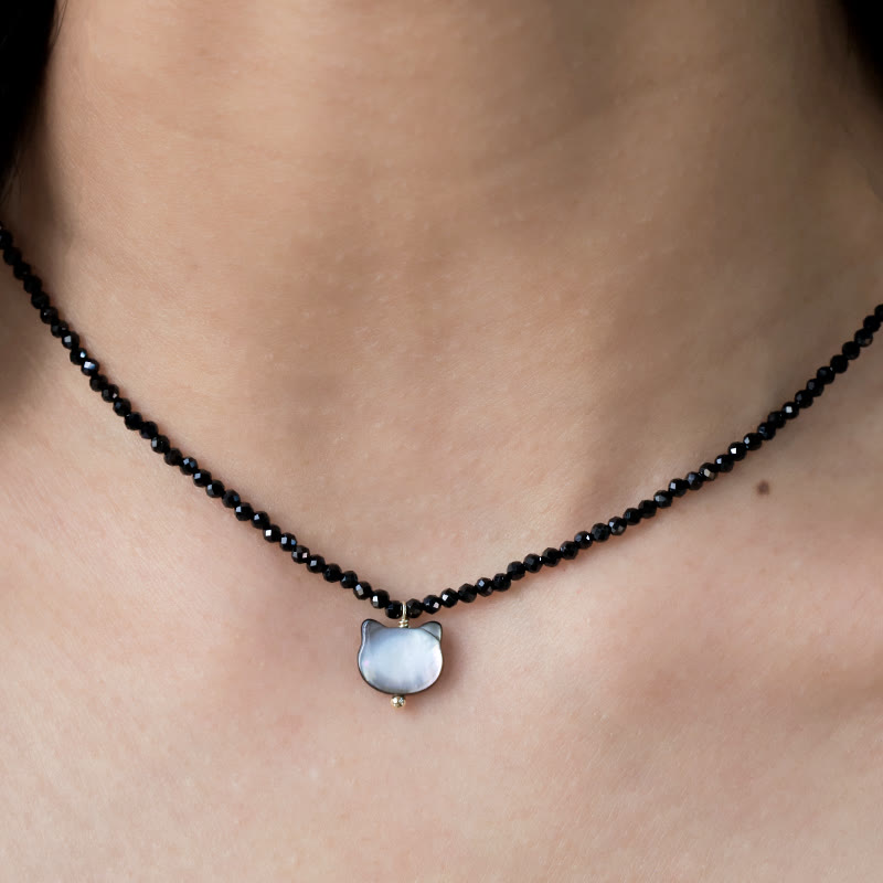 KarmaRipple's Black Spinel Cute Cat Motivate Choker Pendant p9