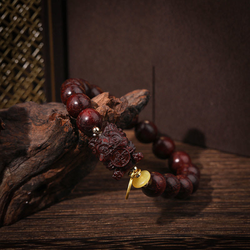 KarmaRipple's Small Leaf Red Sandalwood Gold Swallower Calm Bracelet p3